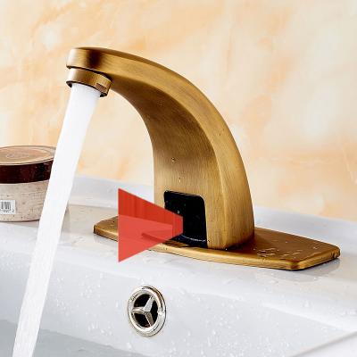 China Sense Faucets Brass Single Cold Sensor Bathroom Faucet Quality Basin Sink Mixer Tap Brass Automatic Deck Mounted DC Cold Sensor Bathroom Mixer Tap for sale