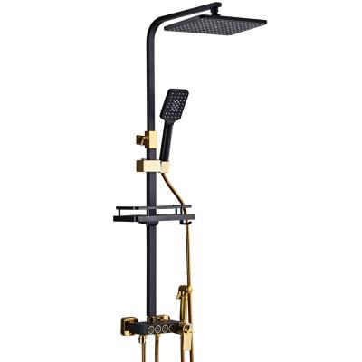 China With Thermostatic Slide Bar Bathroom Shower Set System Black Quality Shower Bathroom Shower Faucets Gold Brass Single Handle Senducs for sale