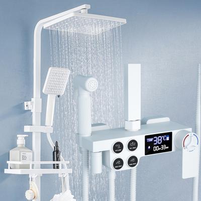 China With Full Sliding Bar Bathroom Wall Mount Smart Digital Shower Rainfall Set Mixer Bathroom Shower Set Brass Shower Faucet for sale