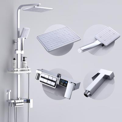 China With Sliding Bar Chrome New Piano Shower Set Wall Mounted Faucet System Large Family Rainfall Shower Head With Brass Bidet for sale