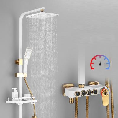 China Wholesale High Quality Slide Bar Bathroom Shower Set With Large Shower Brass Faucet Rain Shower Head Set for sale