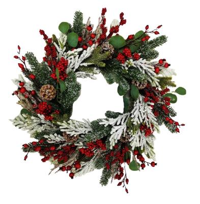 China Christmas Factory Supply Sale Christmas PE Whole Garland Berry Eucalyptus Front Door Wreath Christamas Red for sale