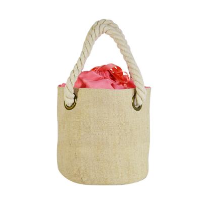 China Custom Logo Burlap Reusable Shopping Carrier Tote Shopping Bag with Handles for sale