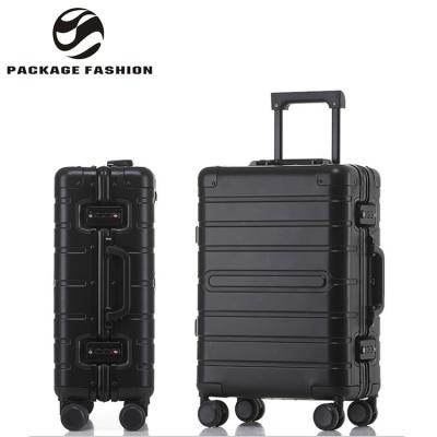 China New Design Series Waterproof Custom Dealing Business Hard Shell Black Aluminum Magnesium Alloy Luggage Suitcase for sale