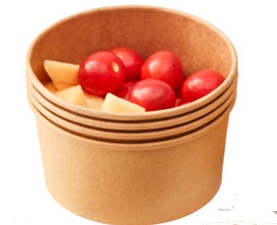 China KSB-170 Disposable Chinese Supplier Factory Disposable Kraft Paper Salad Bowl For Salad Fruits for sale