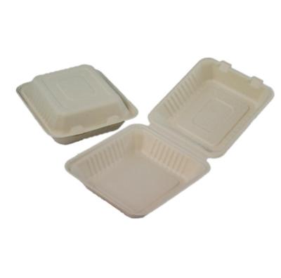 China water & Custom HB036 Sugar Cane Bagasse Hamburger Box Biodegradable Oil Resistance Printing Packaging Boxes for sale