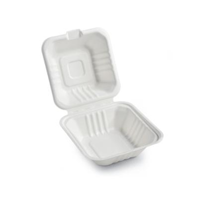 China CL883 Disposable Packaging Biodegradable Clamshell Bagasse Food Container Disposable Lunch Box for sale