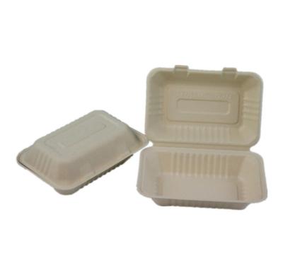 China water & CL850 oil resistance clamshell take away container food packaging bagasse burger biodegradable pizza box for sale