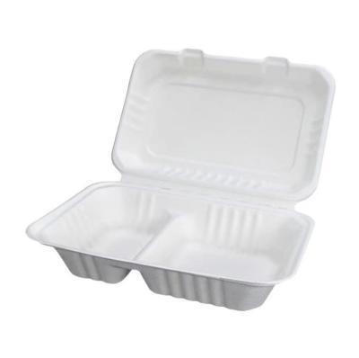 China water & CL851 Oil Resistance Wholesale Box Bagasse Clamshell Containers Bagasse Takeaway Food Container for sale