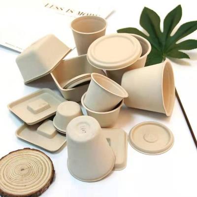 China SQS859 Disposable Biodegradable Box Packaging Round Pulp Bowls With Lid for sale