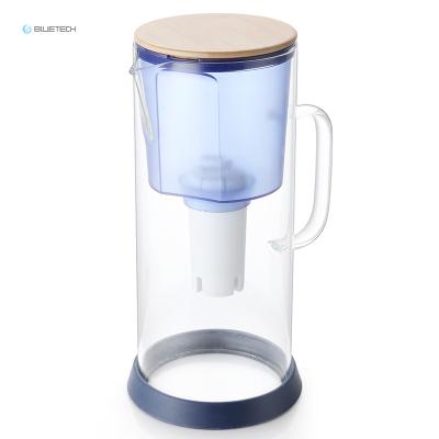 China Large-Sample Glass Drinking Water Purifier Alkaline Drinking Water Supplier 3.5L Carafe Water Filter Pitcher Jug With Handle for sale