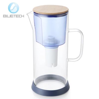 China 3.5L Drinking Water Carafe Large-Sample Portable Glass Drinking Water Purifier Alkaline Water Filter Jug With Handle for sale