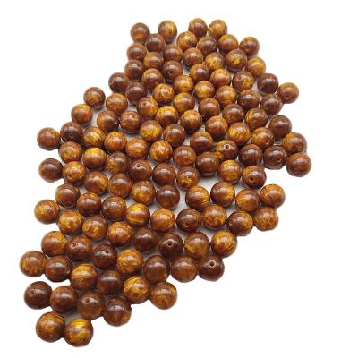 China Factory Wholesale Faux Stone Yellow Agate Stone Gemstone Beads Loose Round Resin Beads For Jewelry Making Decorative Beads for sale