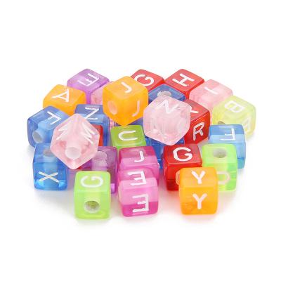 China Jewelry Making Wholesale 6mm Clear Plastic Letter Beads Square Cube Acrylic Alphabet Beads For Jewelry Making for sale