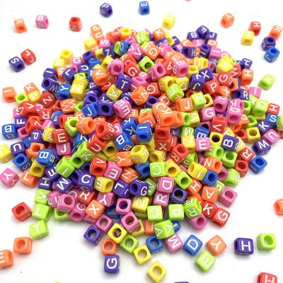 China Jewelry Making Factory Price Wholesale 6mm Cube Square Plastic Letter Beads Acrylic Alphabet Beads For Jewelry Making for sale