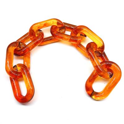 China Amber Plastic Acrylic Chain Resin Acrylic Link Chain Bag Chain 24*39MM Leopard Printing 136Pcs/Bag Acrylic Chain Manufacturer for sale