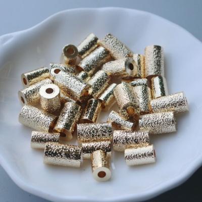 China Wholesale Fasion Gold Copper Spacer Drums Brushed Columnar Gold Plated Copper Tube Beads Accessories For Jewelry Making for sale