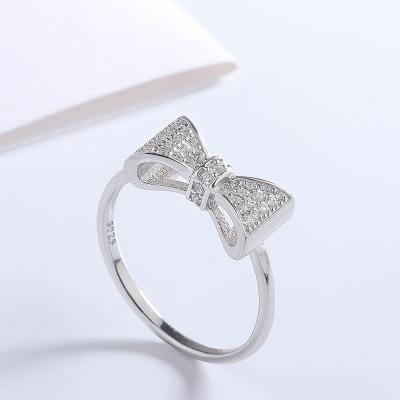 China S925 punk Sterling Silver Ring Bow Tie Ring Wish Popular Women's Bow Tie Diamond Type Factory Direct Sales for sale