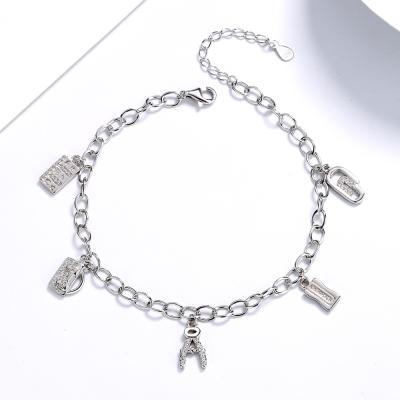 China Multi-Accessory TRENDY Cross Bracelet Musical Note Fashion Bangle Single Charm Bracelet Sterling Silver for sale