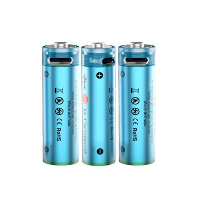 China 1000 Charging Times 1.5V 2700mWh Type C Charging Li Ion Battery USB Rechargeable Lithium AA Battery zu verkaufen