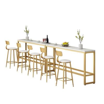 China Friendly hot fashionable scandinavian marble long top table bar table iron long sale environment leisure restaurant bar counter high bar friendly for sale