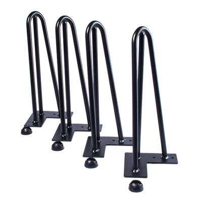 China Custom Hairpin Modern Contemporary Sofa Stand Legs Dining Table Base 2 3 Rod Steel Metal Furniture Legs for sale