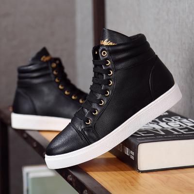 China PU Leather Men Martin Shoes Fashion Sneakers For Quity White Men Casual All-match Shoes Fashion Trend High Tops for sale