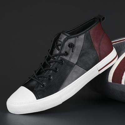 China China Factory Fashion Shoes Lightweight Genuine Leather Upper Men High Tops Mix Color Casual Shoes Men for sale