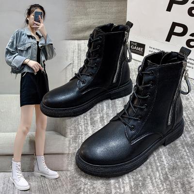 China Durable Deodorization Woman Winter Over The Knee Booties Ankle Booties Flat Heel Lady Leather Black Boots Women Shoes for sale