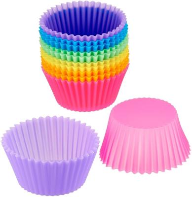 China Standard Viable Reusable Colorful Silicone Cupcake Baking Cups and Cupcake Silicone Baking Cups Set for Tray Baking Cake Tools for sale