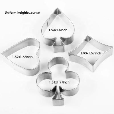 China High Quality Viable Cheap Custom 4 Shapes Poker Stainless Steel Tool Cookie Cutter Cookie Baking Mold for sale