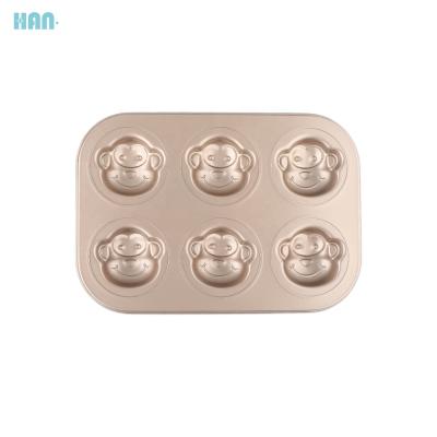 China Cartoon Roll Pan Monkey Shape Muffin Cake Mold Sustainable High Quality Carbon Steel Baking Tray Pan for sale