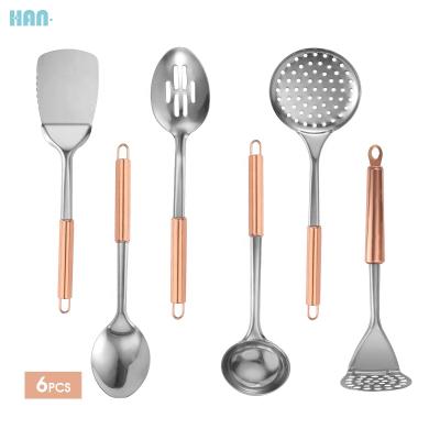 China Sustainable Premium Stainless Steel Kitchen Tools With Rose Gold Kitchen Gadgets Kitchen Utensil Set for sale