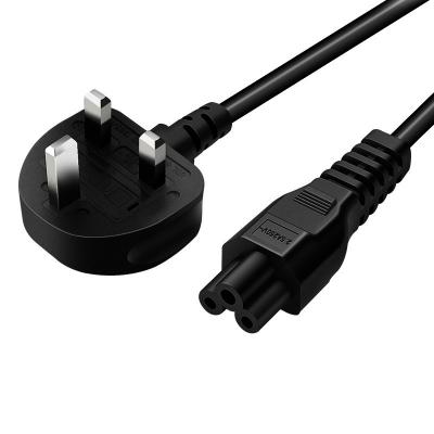 China Home Appliance UK Power Cable 3 Pin Plug Bs 1363 To UK IEC C5 Clover Leaf Connector Plug Laptop Mains Power Cord for sale