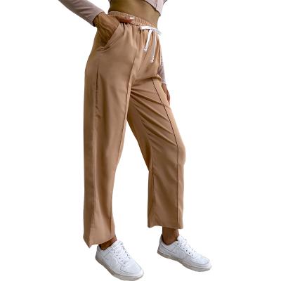 China Loose and Comfortable Loose Wide Leg High Waisted Drawstring Pants Casual Pant Suits for Ladies for sale