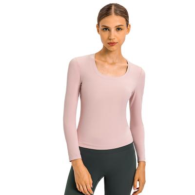 China Breathable Yoga Clothes Fashion Long Sleeves Pink Yoga Crop Top for sale