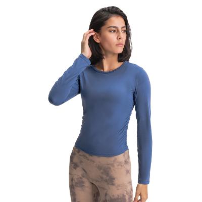 China AT Inventory Breathable Proper Wear Fashion Long Sleeves Yoga Tops Workout Gym Sets Yoga Long Sleeve Crop Top for sale