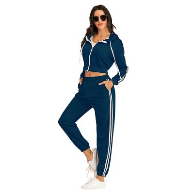 China Straight shoulder 2021 autumn shorts casual jacket shorts sportswear leg pants straight women's two-piece suit for sale