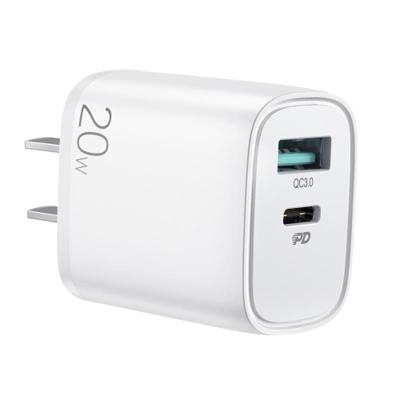 China Fast Charging Top Quality Smart Phone PD+QC3.0 Dual Speed ​​20W Accesses Fast Wall Charger For iPhone for sale