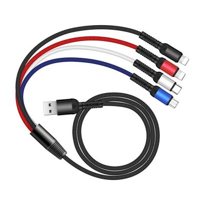 China Convenient Nylon Braided 4 In 1 Type USB Charger Colorful Quick Charging Cable Micro C USB Cable for sale