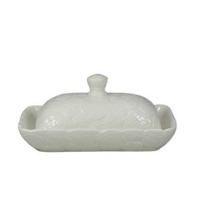 China Elegance Design Butter Storage Dish Stocked Ceramic Dish With Lid LFGB Food Safe for sale