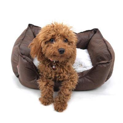 China Yangyang Pet Bed Small Square Size Plush Stocked Organic Suede Dog Bed for sale