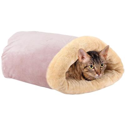 China Yangyangpet Breathable Pet Self Heating Cat Cave Bed with 4-Way Cat Hideaways for sale