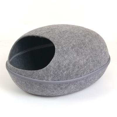 China Mechanical Wash YangYangPet Donut Cat Beds Felt Cat Cave Nest Bed for sale