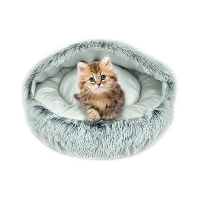 China Travel Amazon Goods Small Furry Shaggy Rug Calming Washable Pet Plush Cat Cave Bed for sale