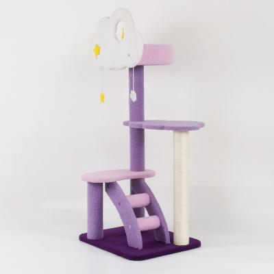 China YANGYANGPET Sustainable Cat Activity Trees Large Cute Pink Purple Cat Tree for sale