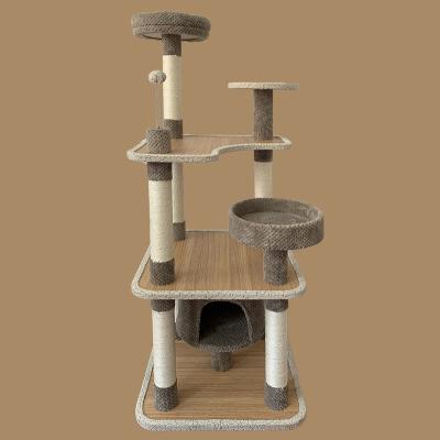 China YANGYANGPET Large Cat Furniture Large Cat Tree Swing Basket Hammock Shelter Plush Toys Day Pet Viable Bed with Plush Toy for sale