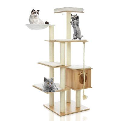 China Customized Design Viable Wooden Cat Wall Furniture Luxury Cat Scratcher Tree Toys Pet Housing Supplier Furniture Factory for sale