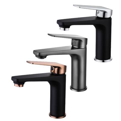 China Modern Black Sense Faucets Bathroom Mixer Taps Deck Mount Stainless Steel Basin Faucet for sale