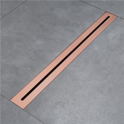 China Rose Gold Shower Drain Bathroom Easy Clean Invisible Linear Floor Drain Long for sale